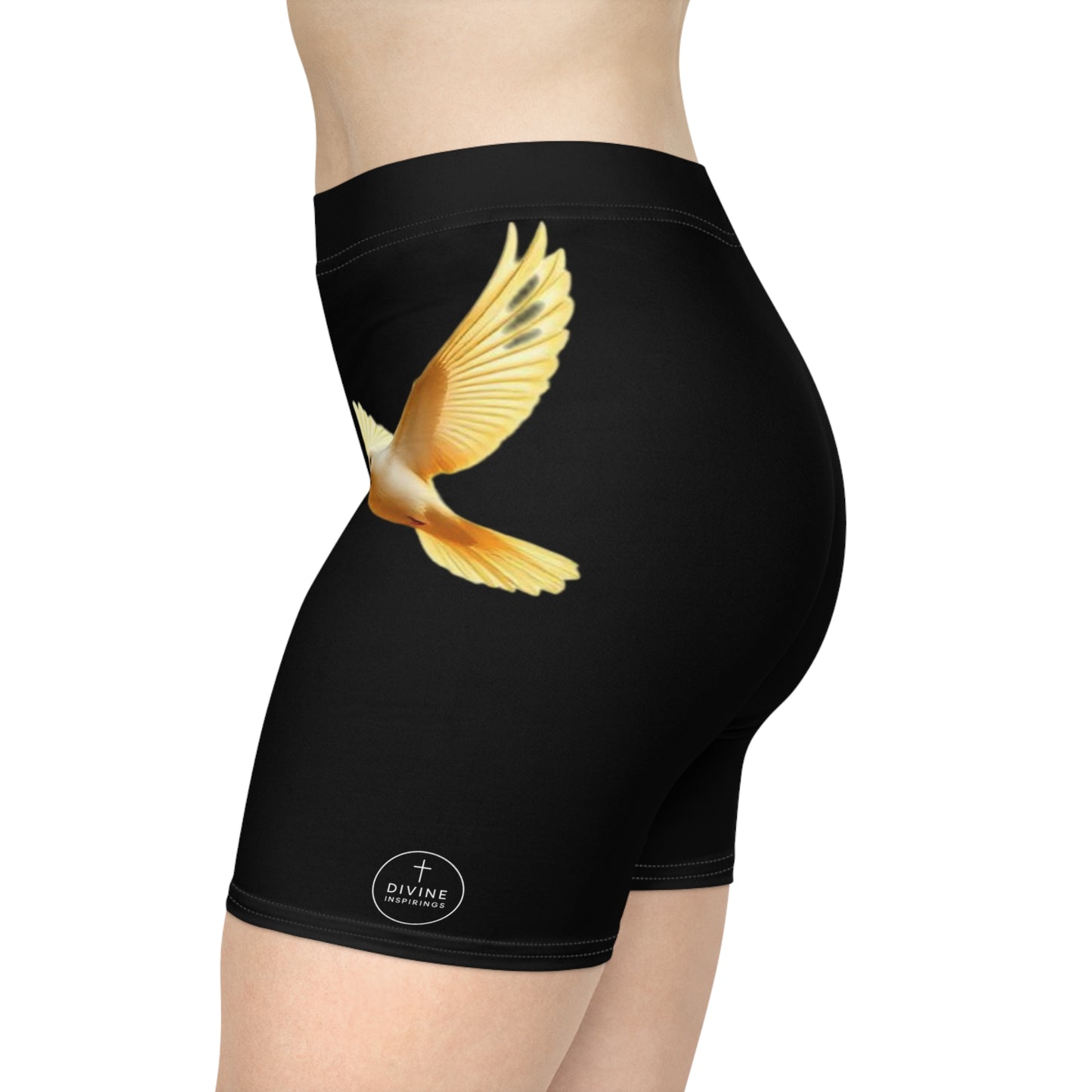 Golden Dove Women’s Biking Shorts in Black – Spirit of Peace and Power