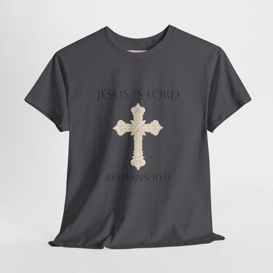 Speak It. Believe It. Saved. – Women’s Jesus Is Lord Tee (Romans 10:9) (White Lettering)