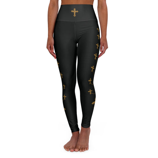Golden Covenant Women’s High-Waisted Yoga Leggings in Black - Christian Apparel