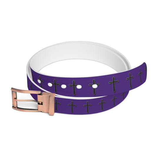 Shield of Faith Belt in Purple – Black Cross Pattern