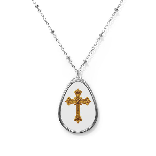 Pure Grace: Ornate White Cross Necklace – Christian Jewelry