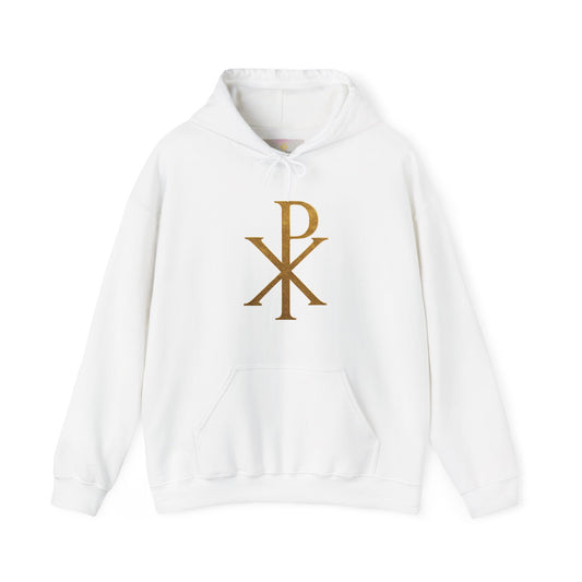 Men’s Christian Hoodie – Gold Chi Rho Symbol of Christ