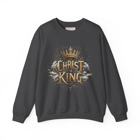 Men’s “Christ is King” Christian Sweatshirt – Warm Faith Statement Pullover