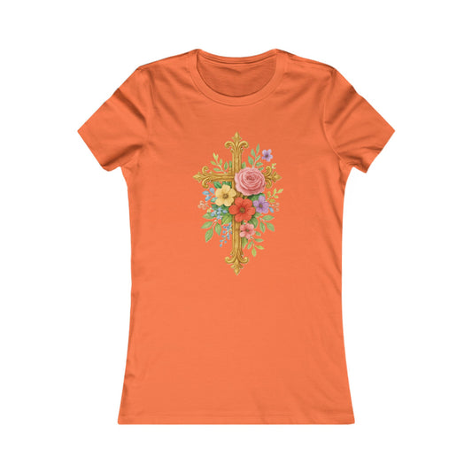 Floral Cross Women’s Favorite Tee – Faith in Full Bloom