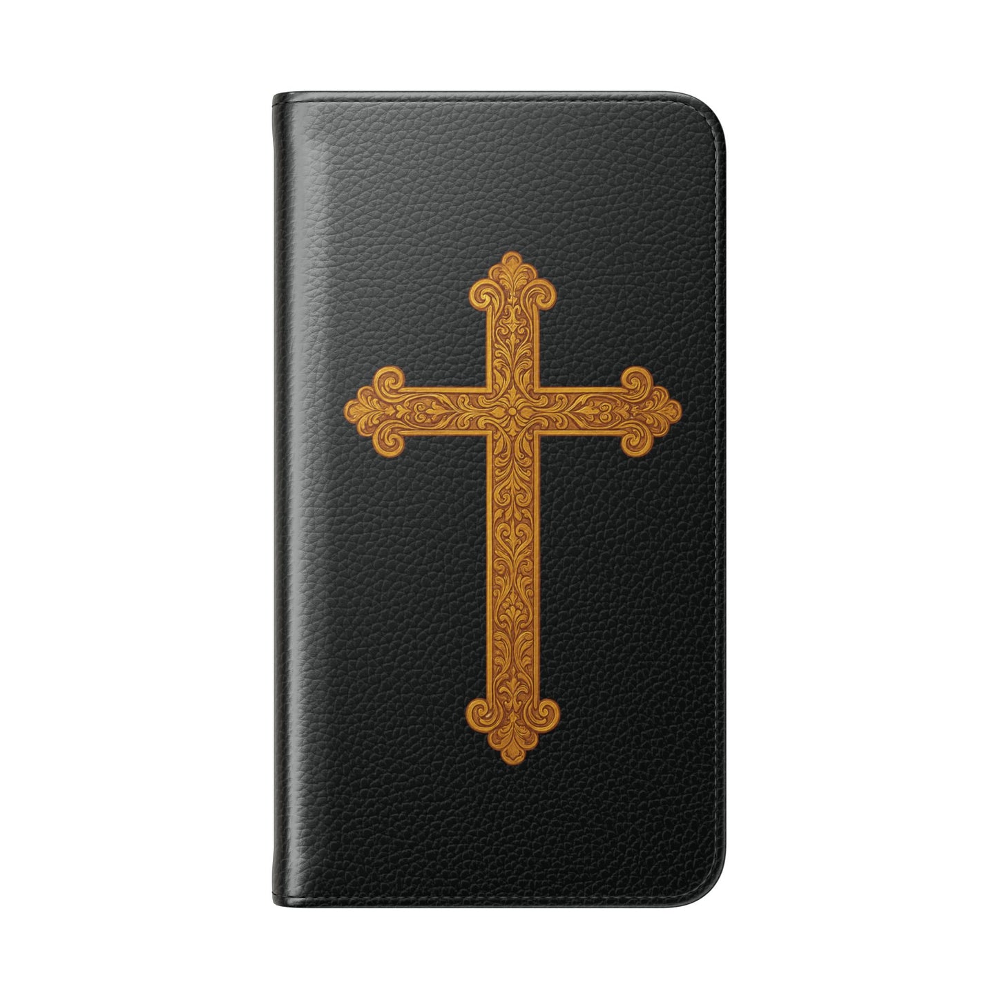 Black with Gold Cross & 1 Corinthians 1:18 - Samsung Flip/Wallet Phone Case