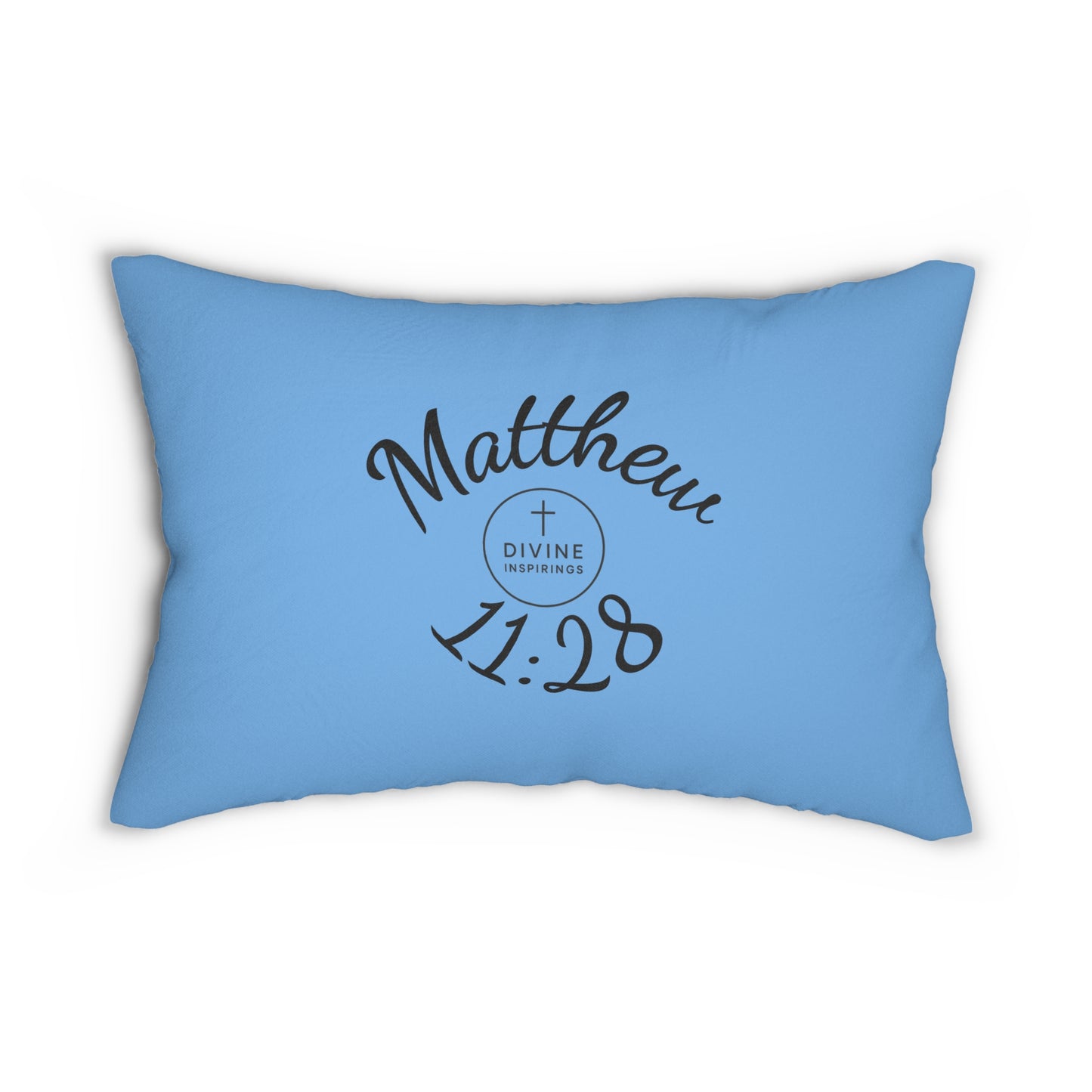 Matthew 11:28 Lumbar Pillow – Rest for the Weary (Literally in blue!)