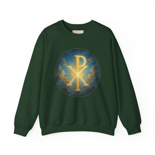 Men’s Christian Sweatshirt with Chi Rho – Classic Symbol of Faith Pullover