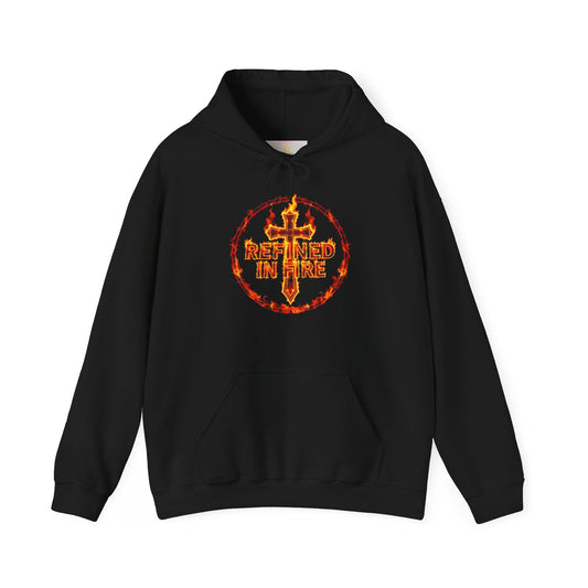 Men’s “Refined in Fire” Christian Hoodie – Flame Design Faith Pullover