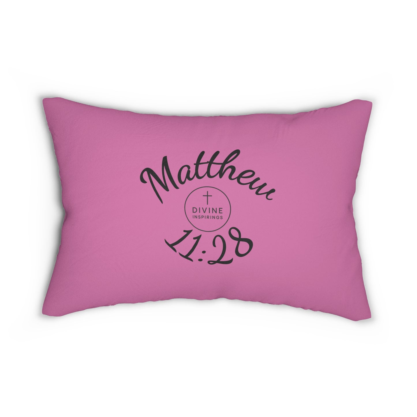 Matthew 11:28 Lumbar Pillow – Rest for the Weary (Literally in pink!)
