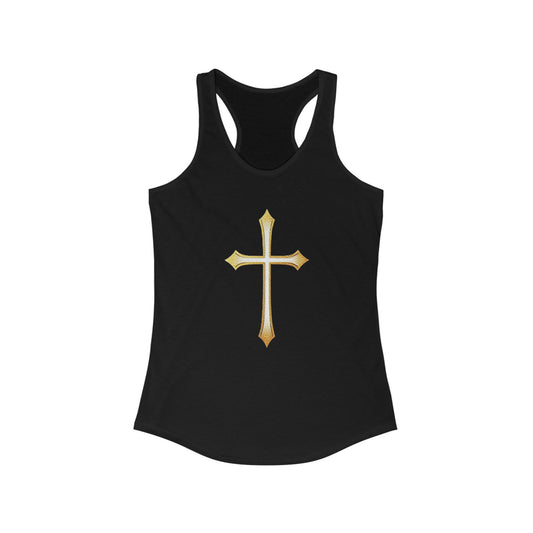 Women’s Gold Cross Racerback Tank – Christian Faith Apparel