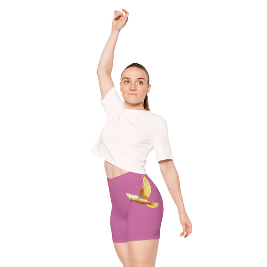 Golden Dove Women’s Biking Shorts in Pink – Spirit of Peace and Power