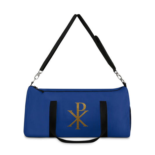 Christ’s Victory Duffle Bag in Blue – Chi Rho Symbol
