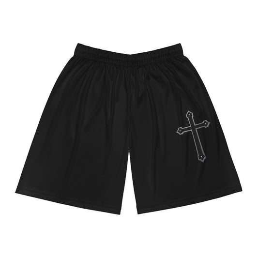 Men's Black Cross Basketball Shorts in Black - Perfect for Athletes, Summer Wear, Gym, Sports Events, Streetwear