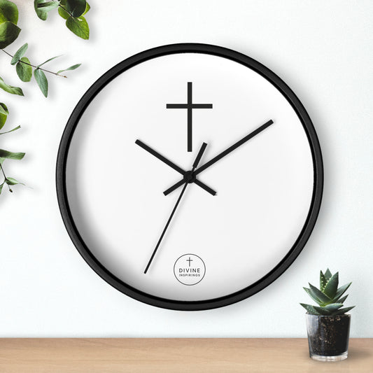 Minimalist Black Cross Wall Clock – Elegant Christian Home Decor