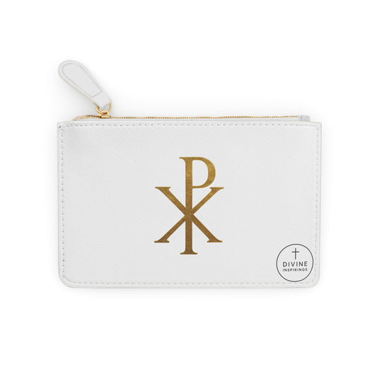 “Divine Seal” | Women’s Mini Clutch – Gold Chi Rho Elegance