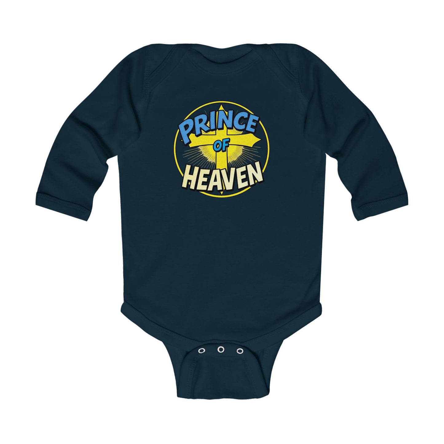 Infant Boys’ “Prince of Heaven” Long Sleeve Christian Onesie – Baby Faith Bodysuit