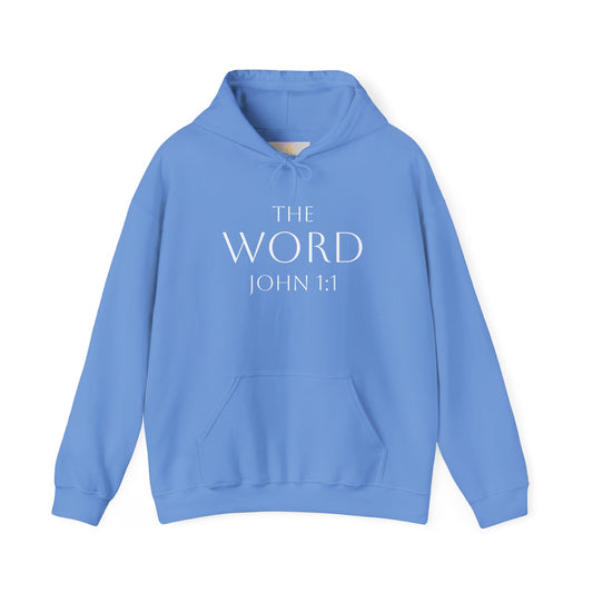 “The Word Eternal” – Women’s Christian Hoodie with White Lettering (John 1:1)