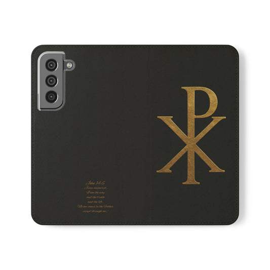 Black Chi Rho Symbol Wallet Case for Samsung– “I am the Way, the Truth, the Life”