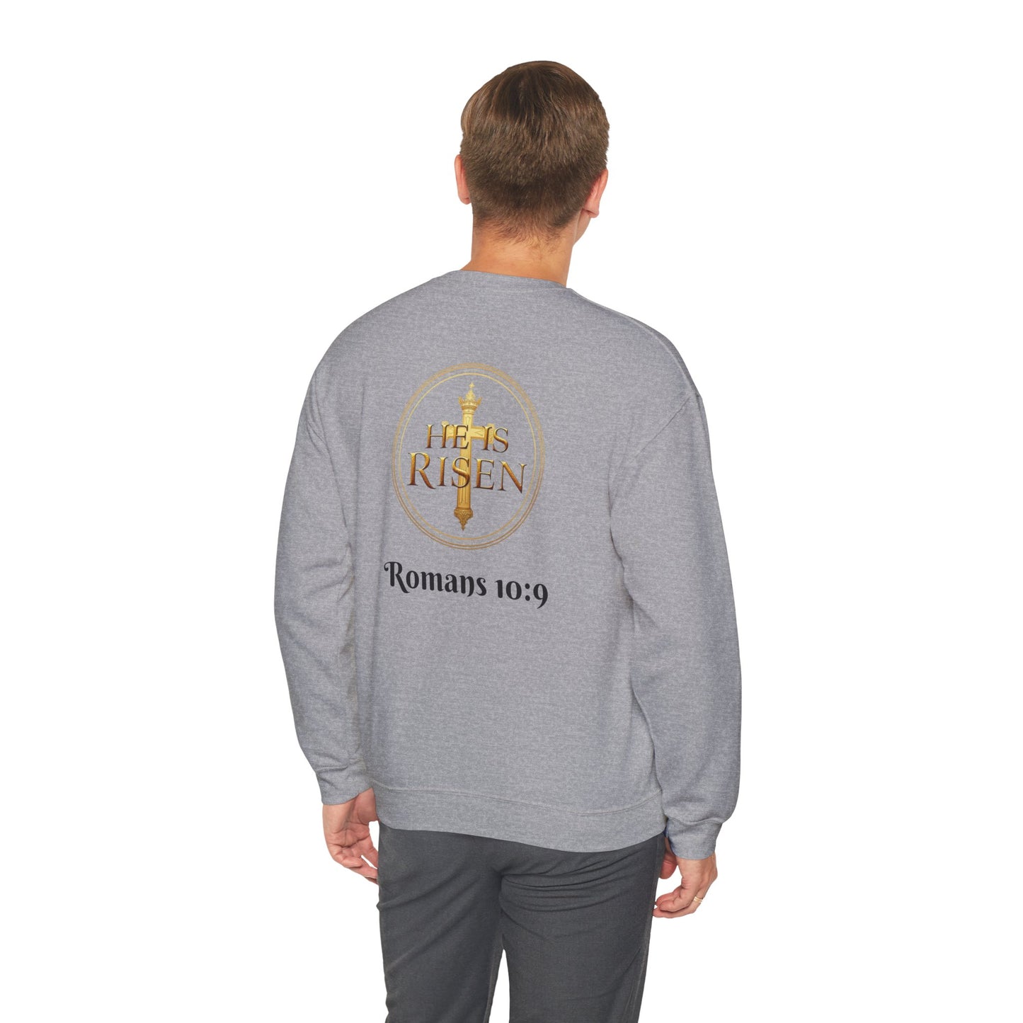 Romans 10:9 Christian Sweater – Jesus Is Lord & He Is Risen (Dark Lettering)
