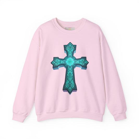 Women’s Radiant Light Sweatshirt – Luminous Cross Design