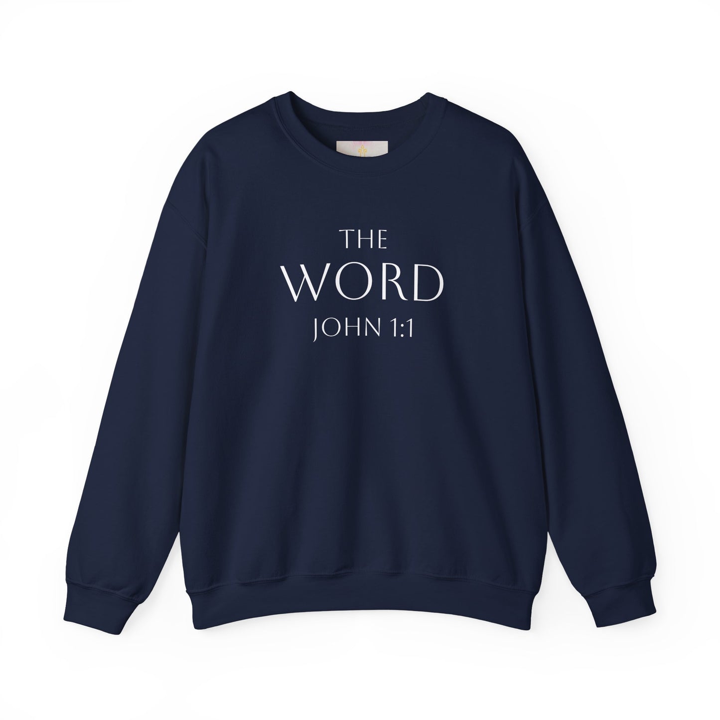 “The Word Eternal” – Women’s Christian Sweatshirt with White Lettering (John 1:1)