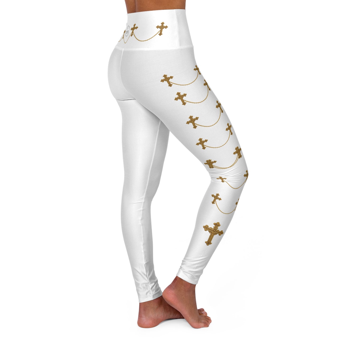 Golden Covenant Women’s High-Waisted Yoga Leggings in White Christian Apparel