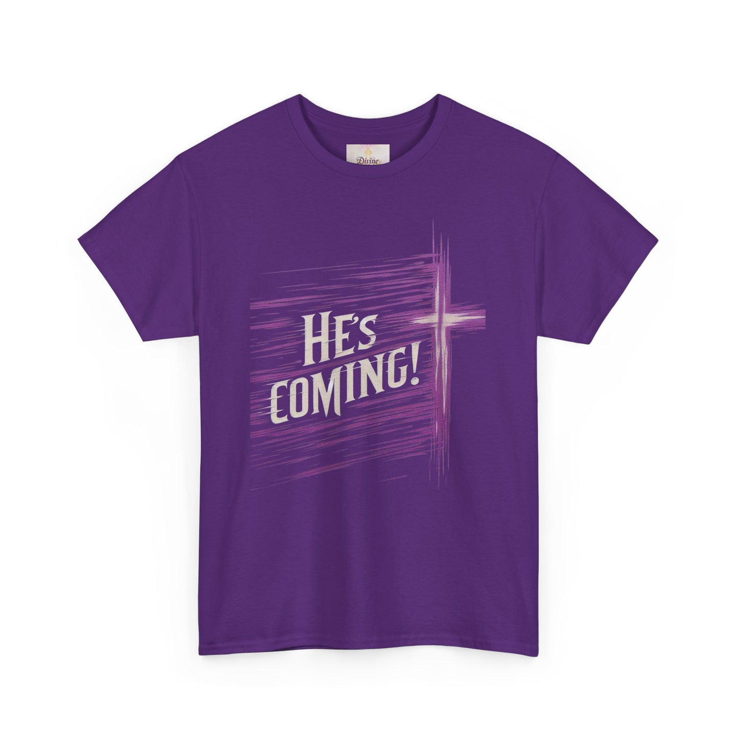 He’s Coming – Bold Christian Men’s Tee with Cross Symbol