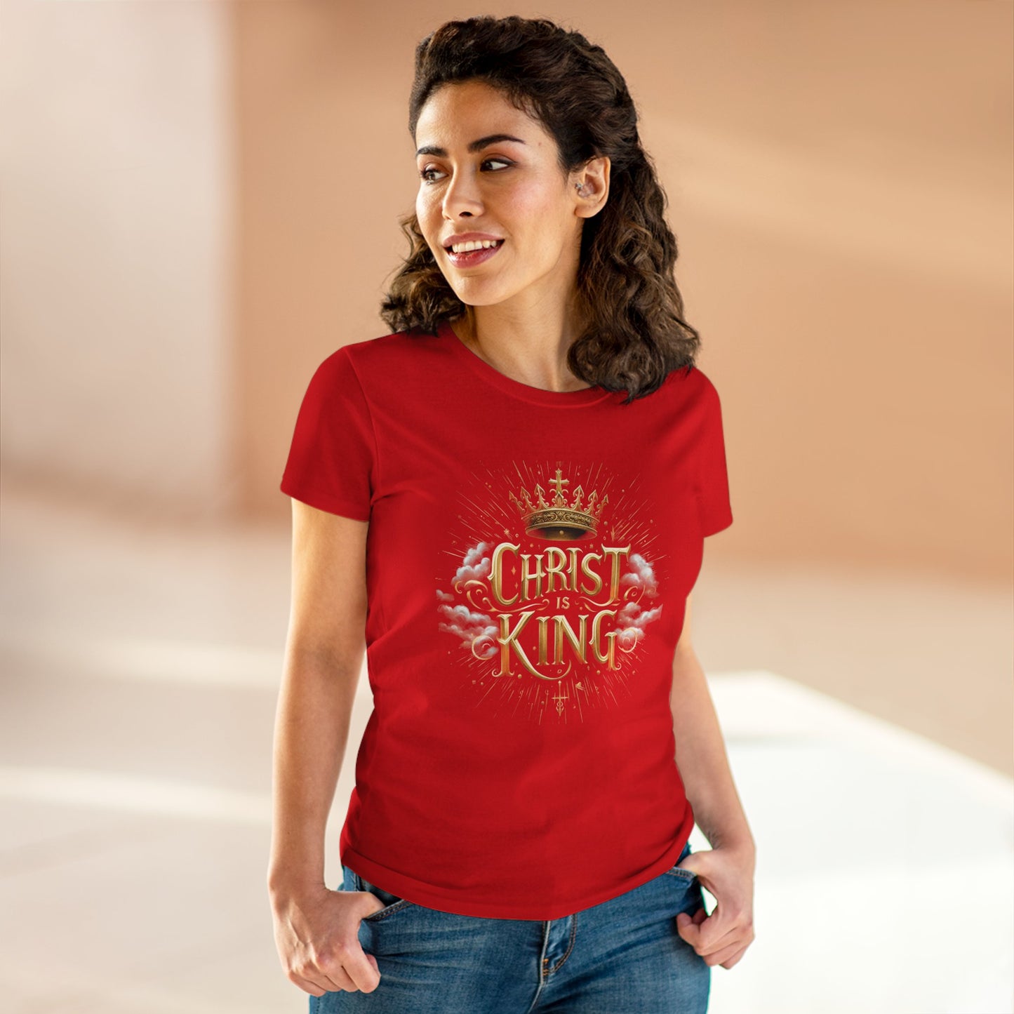 Christ is King – Bold Women’s Softstyle Tee of Royal Faith