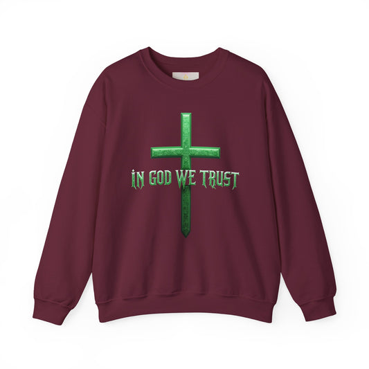 Rooted in Trust – Women’s “In God We Trust” Christian Sweatshirt with Cross