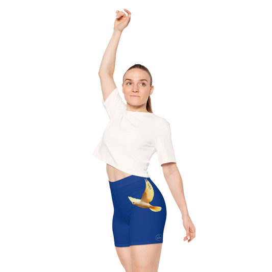 Golden Dove Women’s Biking Shorts in Blue – Spirit of Peace and Power