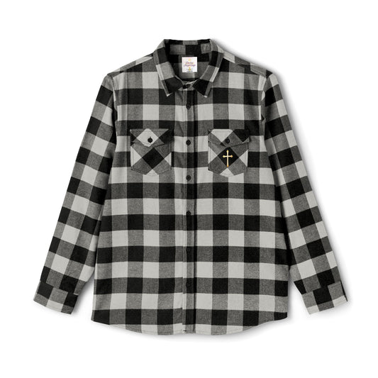 Faithful Threads – Men’s Classic Flannel Shirt with Gold Cross