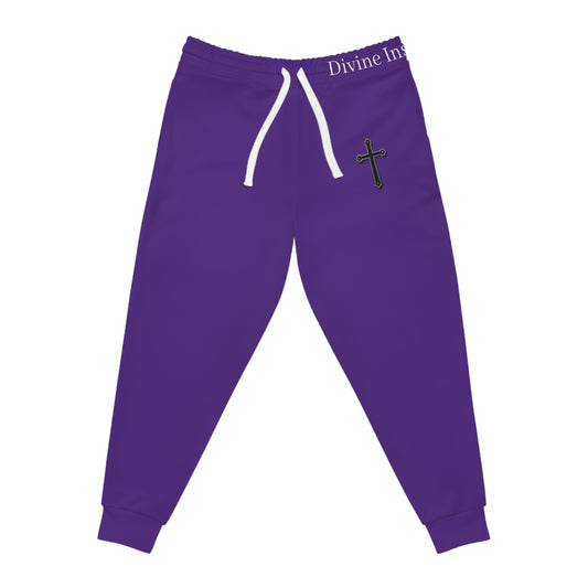 Men’s Black Cross Jogger Pants in Purple – Faith-Inspired Comfort & Everyday Style