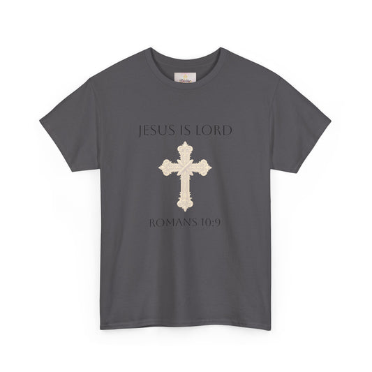 Confess. Believe. Be Saved. – Men’s Jesus Is Lord Tee (Romans 10:9) (White Lettering)