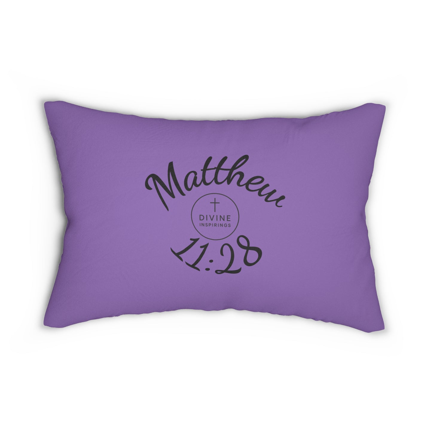 Matthew 11:28 Lumbar Pillow – Rest for the Weary (Literally in mauve!)