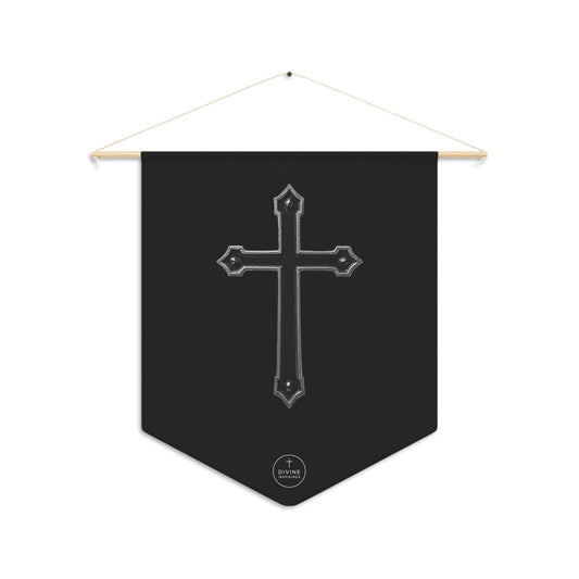 At the Foot of the Cross Pennant Banner in Black – Black Cross Design