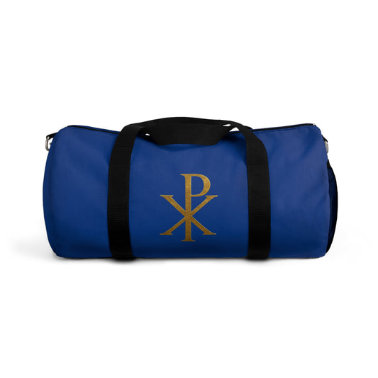 Women's Christ’s Victory Duffle Bag in Blue – Chi Rho Symbol