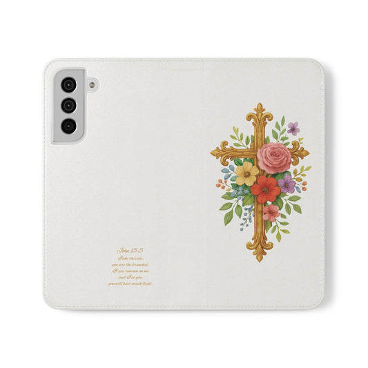 Floral Cross Wallet Case for Samsung– Faith in Bloom