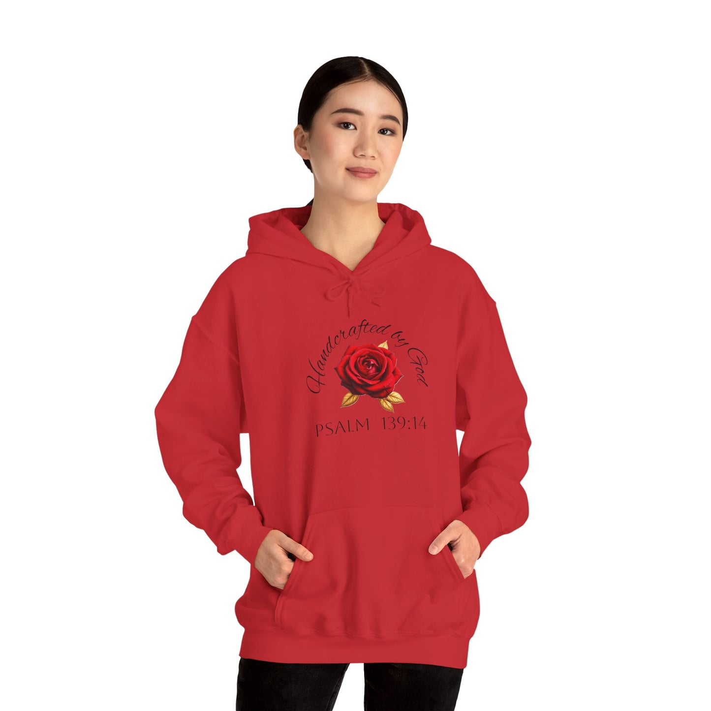Handcrafted by God Rose Women's Hoodie – Christian Apparel (Dark Lettering)