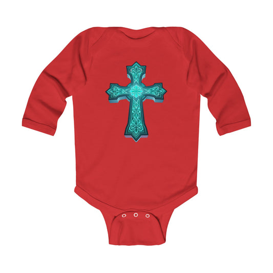 Radiant Light – Infant Long Sleeve Onesie with Cross