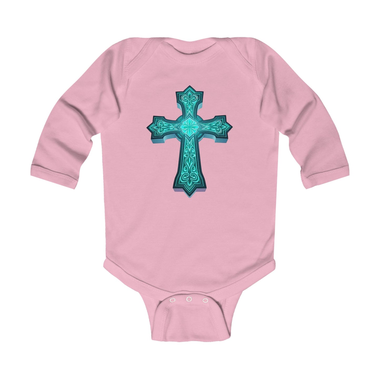 Radiant Light – Infant Long Sleeve Onesie with Cross