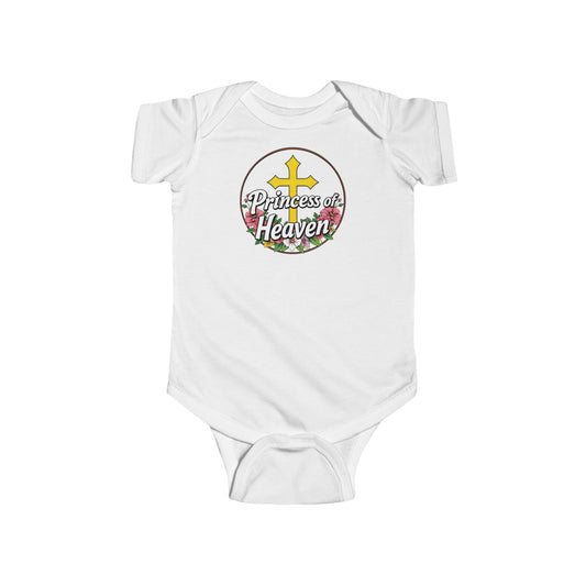 Infant Girls’ “Princess of Heaven” Christian Onesie – Short Sleeve Baby Bodysuit of Faith