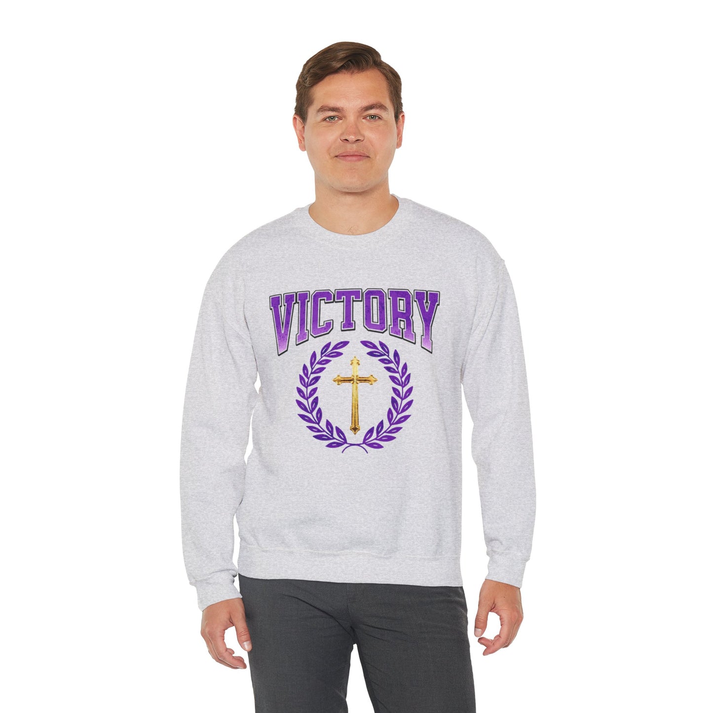Victory in Christ Men’s Sweater – Crowned in Faith