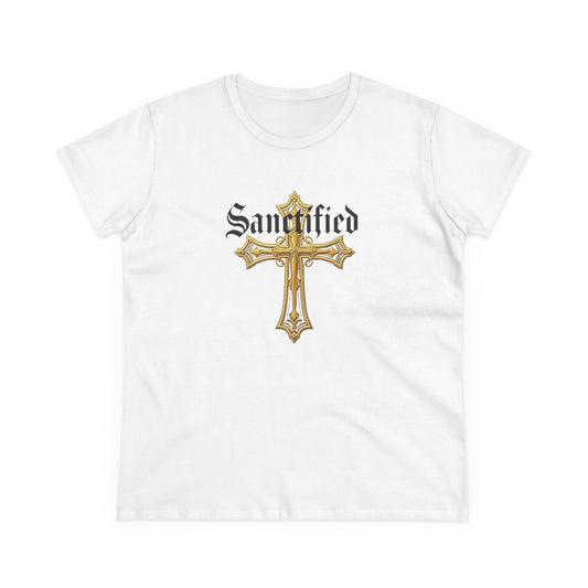 Sanctified Women's Gothic Cross T-Shirt – Faith in Bold Style