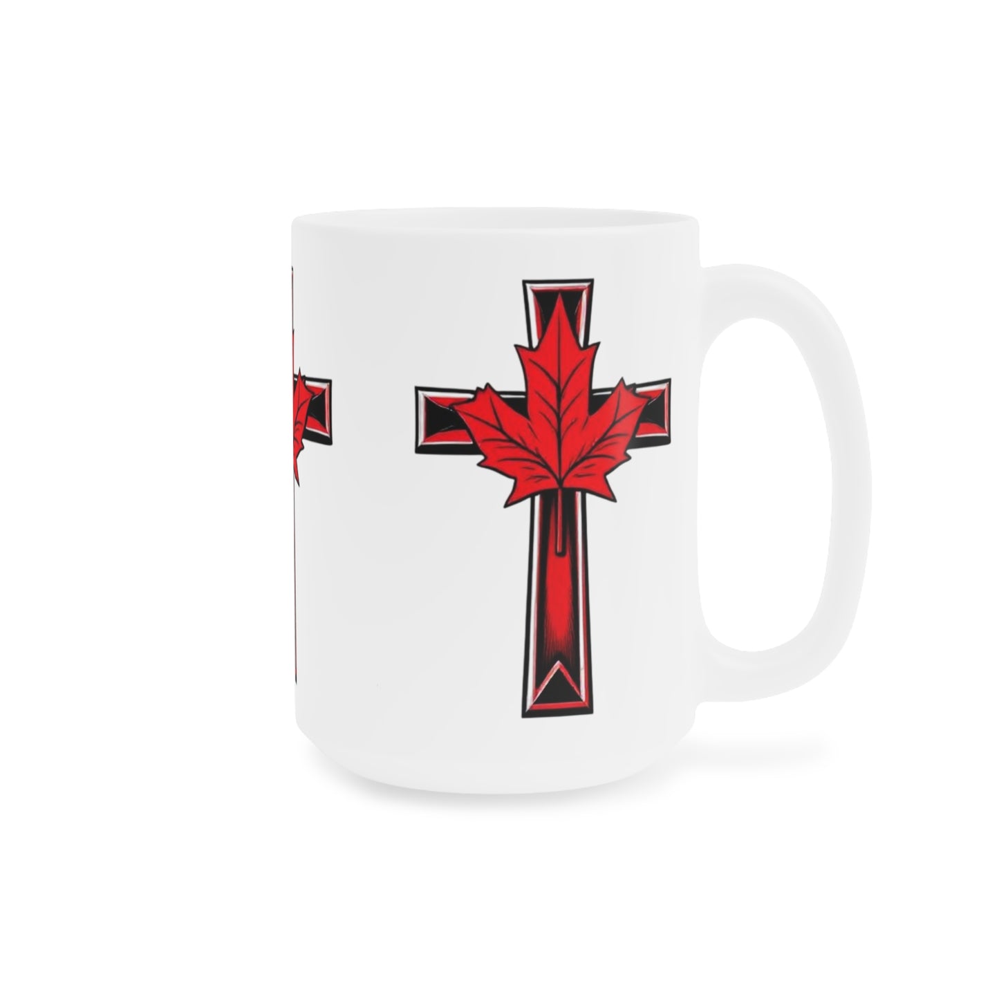 Canadian Faith Cross & Maple Leaf Mug – 11oz & 15oz Christian Coffee Cup