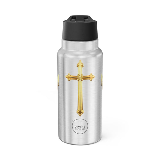 Soaring Faith – Gold Cross with Doves Stainless Steel Tumbler