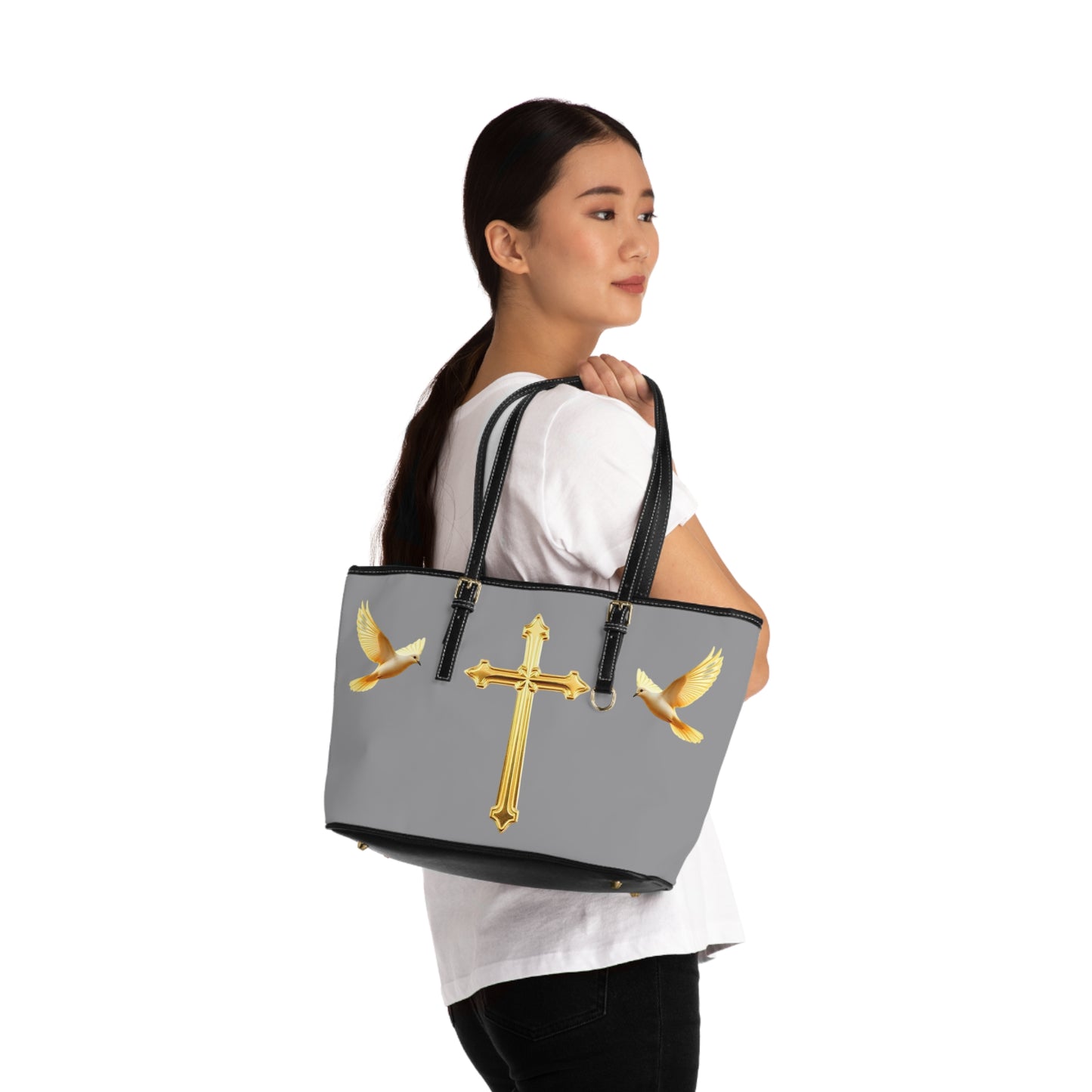 Faith, Peace, and Renewal Shoulder Bag in Grey