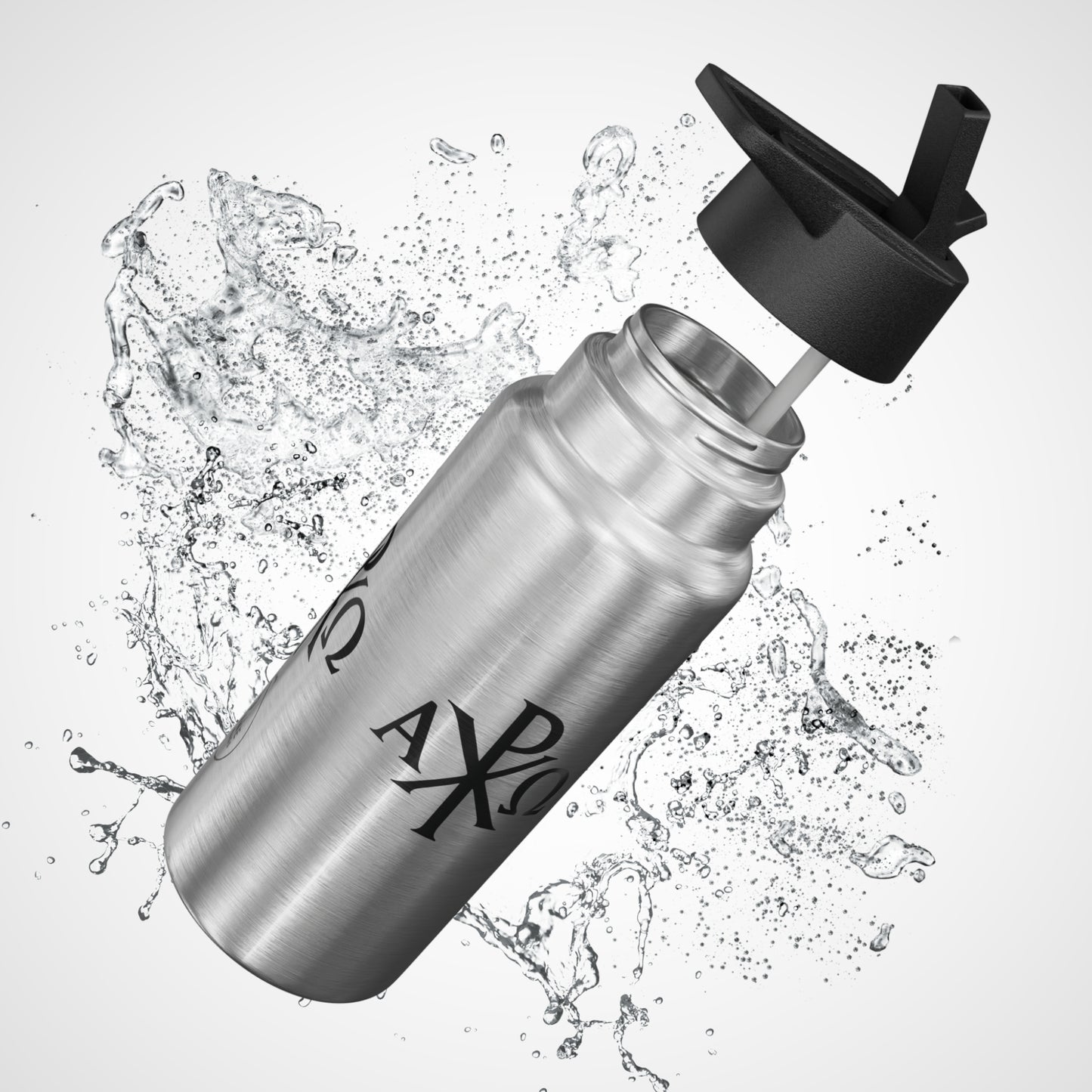 Enduring Faith Stainless Steel Gator Tumbler – Black Chi Rho with Alpha & Omega