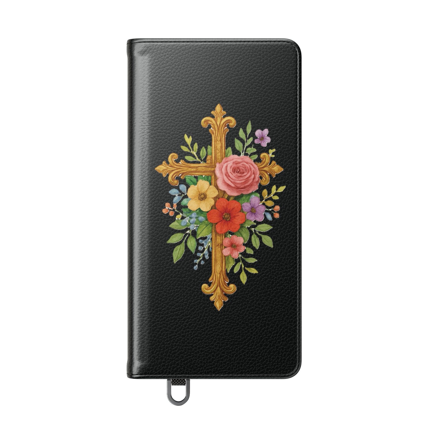 Floral Cross Wallet (black) Case for Samsung– Faith in Bloom