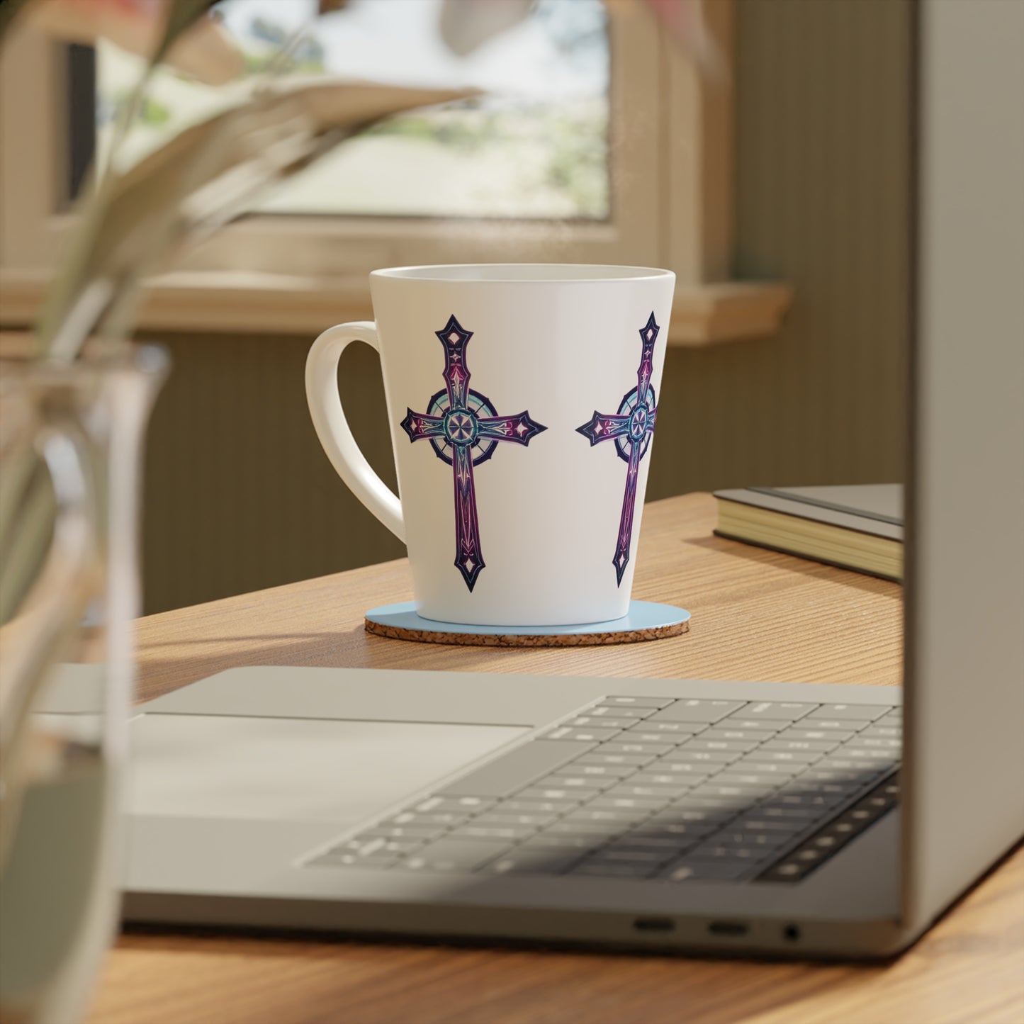 Divine Modern Cross Latte Mug – Faith-Inspired Ceramic Coffee Cup