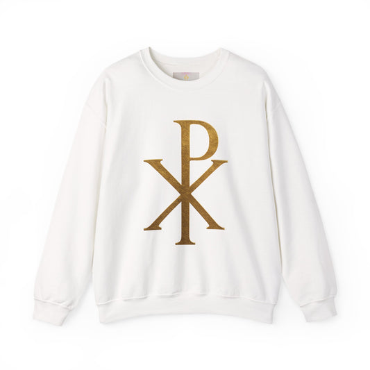 Divine Comfort – Women’s Gold Chi Rho Christian Sweatshirt